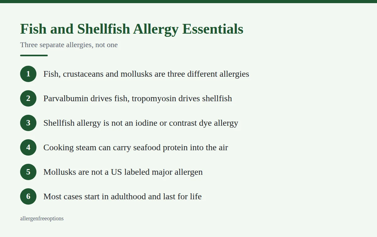 Summary card: Fish and Shellfish Allergy Essentials