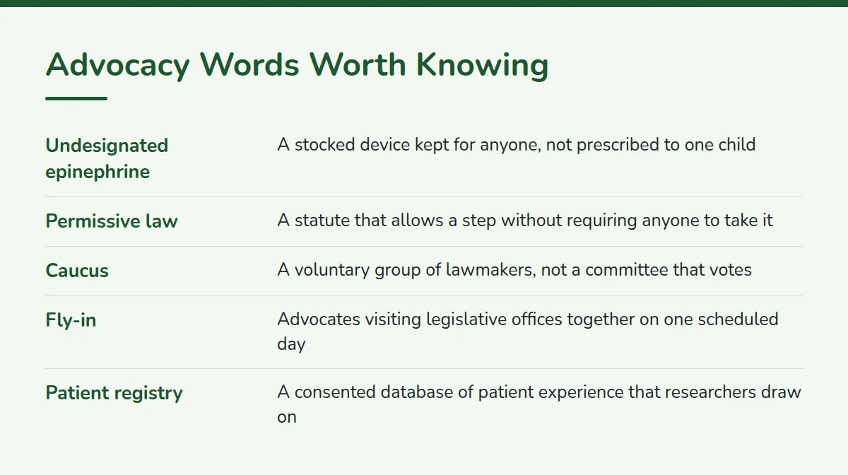Summary card: Advocacy Words Worth Knowing
