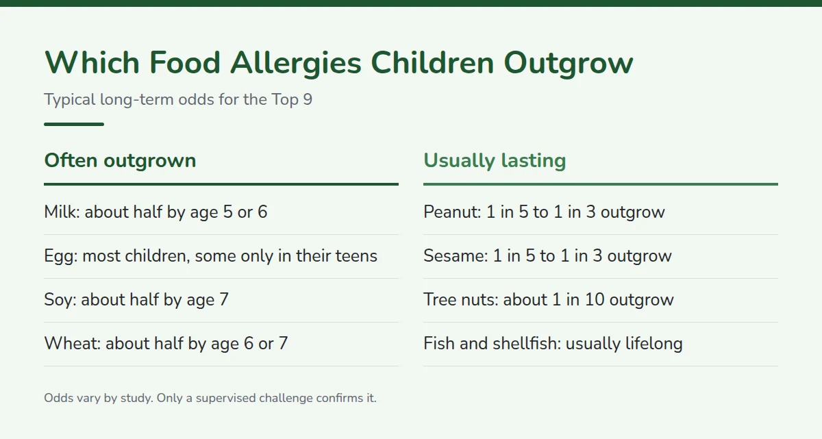 Summary card: Which Food Allergies Children Outgrow