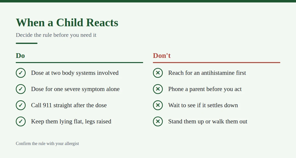 Summary card: When a Child Reacts